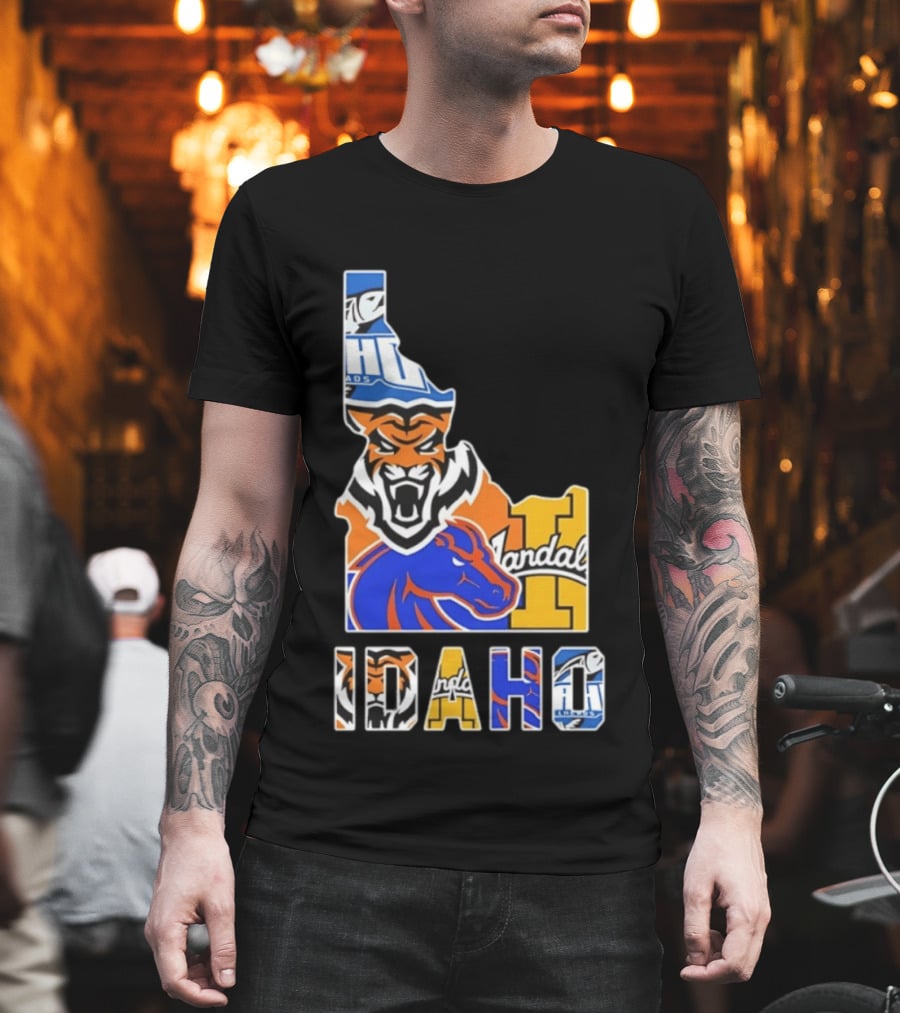 Idaho State Bengals Boise State Broncos Vandals Map Collage 2026 T-Shirt