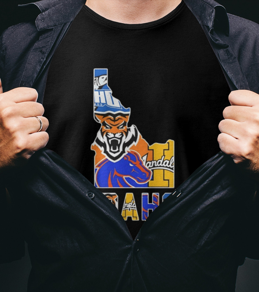Idaho State Bengals Boise State Broncos Vandals Map Collage 2026 T-Shirt