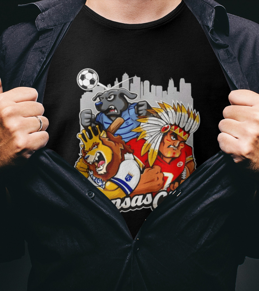 Kansas City Chiefs Royals Sporting KC Cityscape Sports Mashup T-Shirt