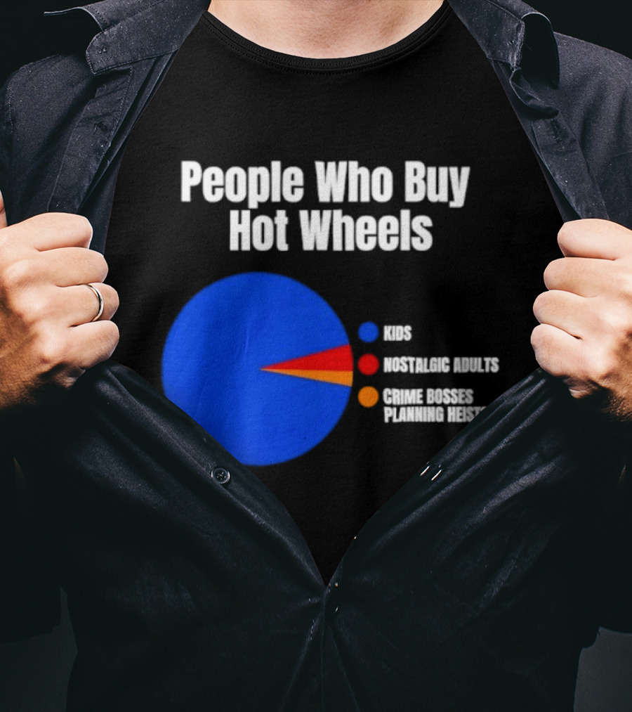 People Who Buy Hot Wheels Nostalgic Adults Crime Bosses Planning Heists Pie Chart T-Shirt