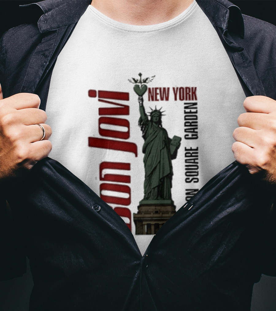 Bon Jovi Statue Of Liberty New York Madison Square Garden T-Shirt