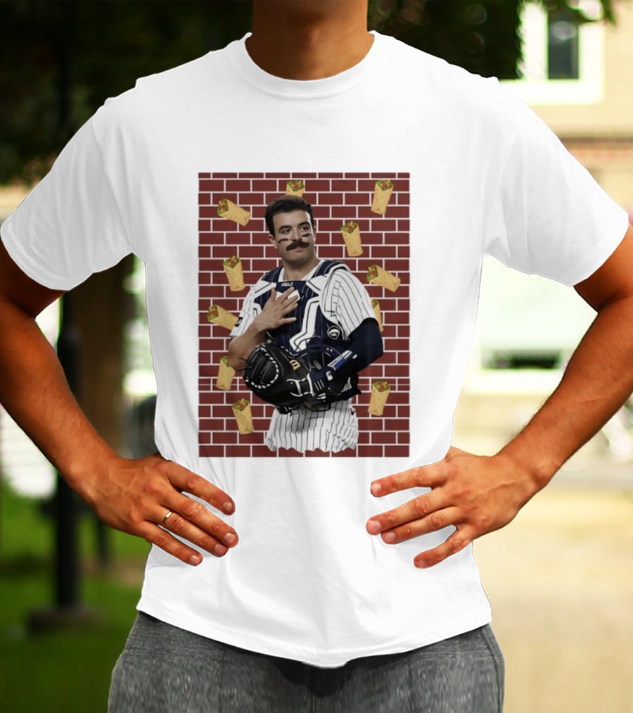 Yankees Austin Wells Catcher With Brick Wall And Burrito T-Shirt