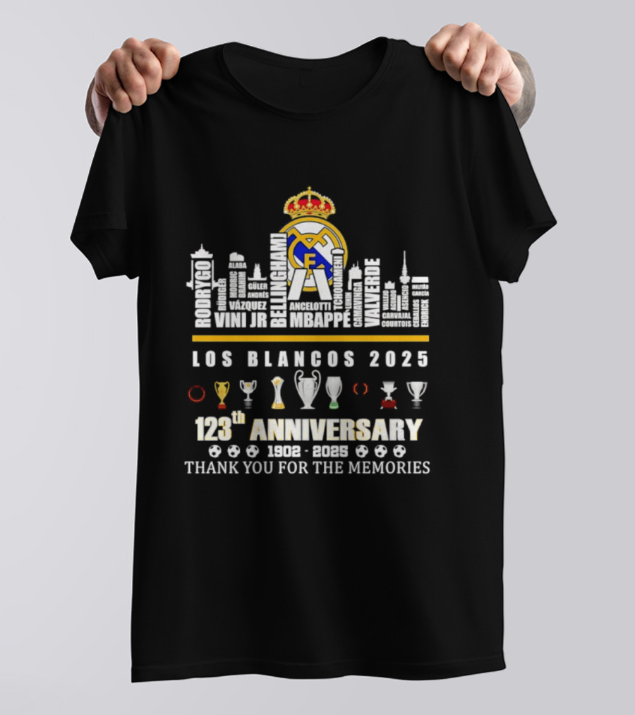 Real Madrid Los Blancos 2025 123th Anniversary 1902 2025 Thank You For The Memories T-Shirt