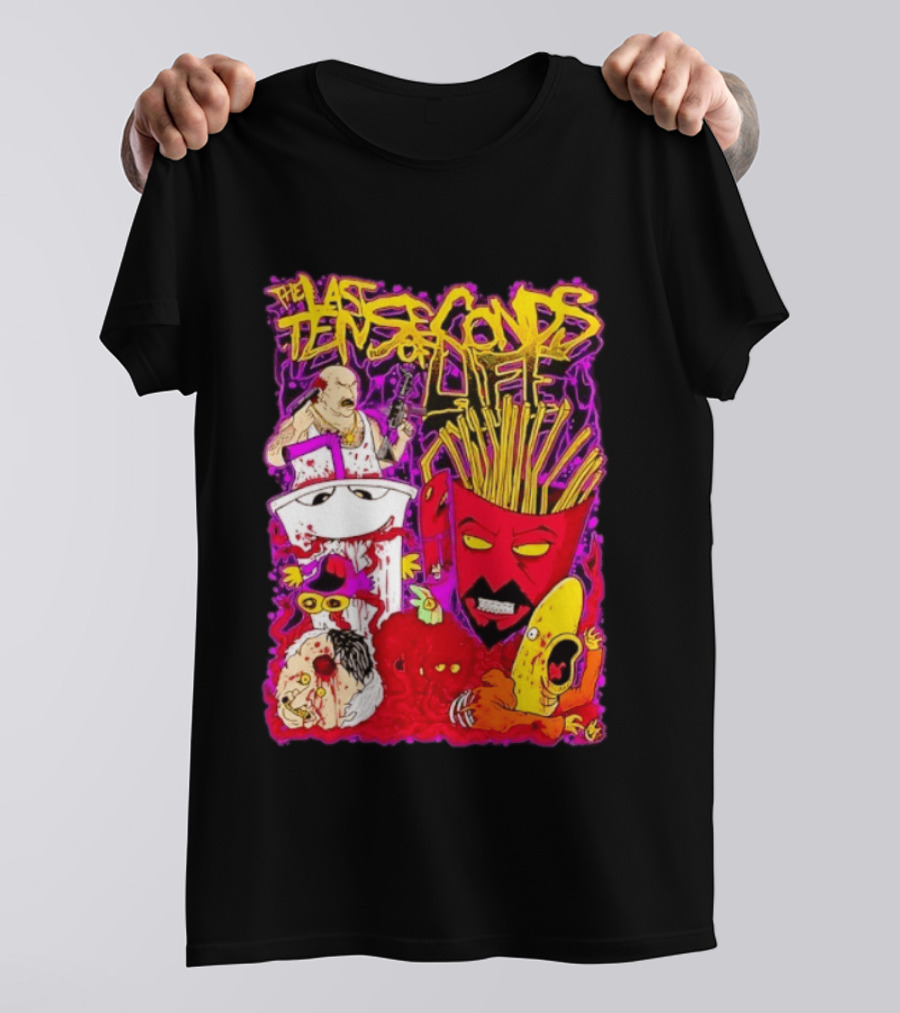 The Last Ten Seconds Of Life Aqua Teen Hunger Force Characters Frylock Master Shake Meatwad Carl T-Shirt