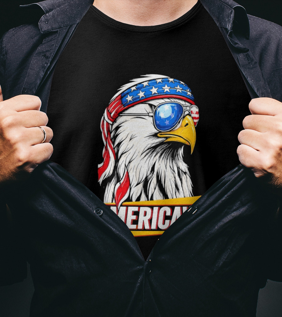 Bald Eagle Americaw Bandana American Flag USA T-Shirt