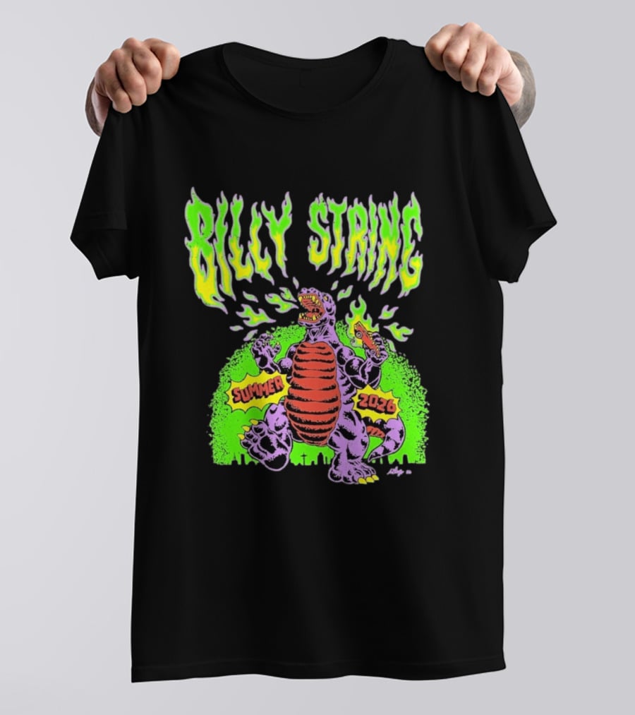 Billy Strings Summer 2026 Terrible Lizard Monster Concert Tour Neon Comic T-Shirt