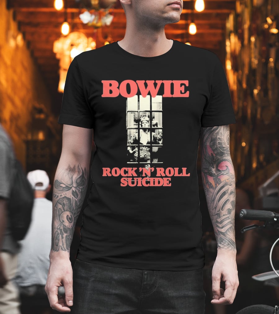 Bowie Rock N Roll Suicide Vintage Block T-Shirt
