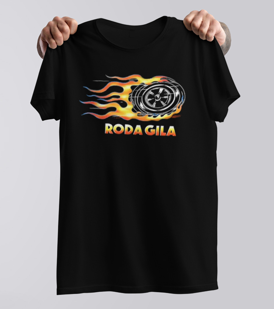 Roda Gila Kelompok Penerbang Roket Motorbike Flame Wheel Graphic 2 Sided T-Shirt