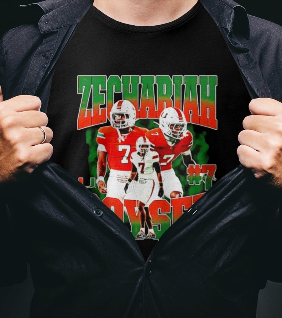 Zechariah Poyser #7 Miami Hurricanes Football Player NCAA T-Shirt