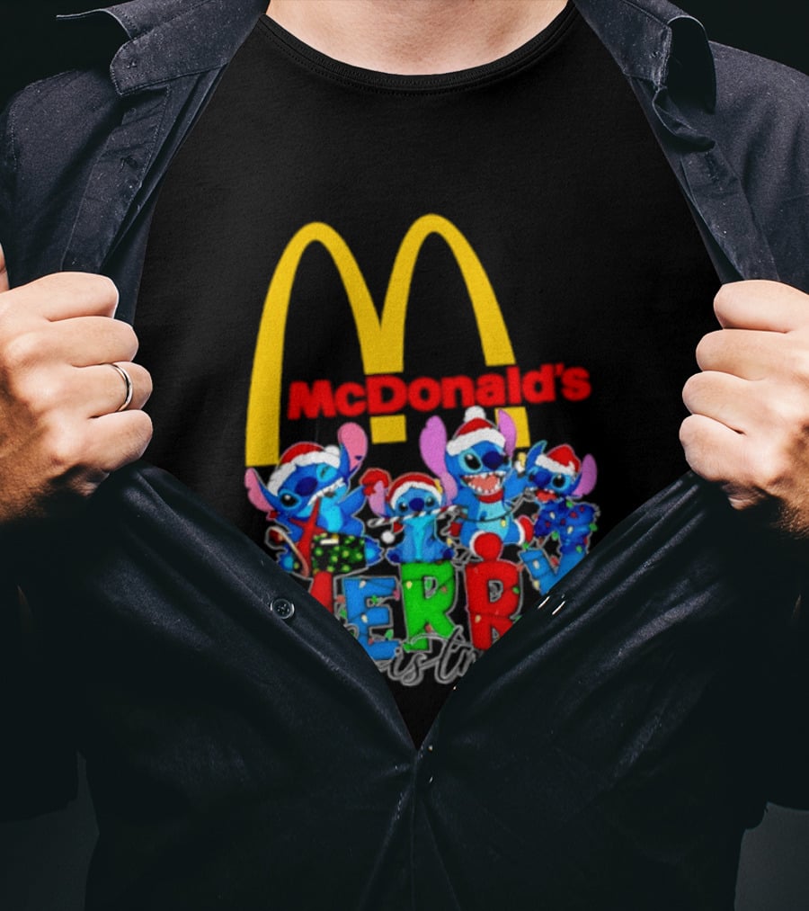 McDonald's Stitch Merry Christmas 2025 T-Shirt