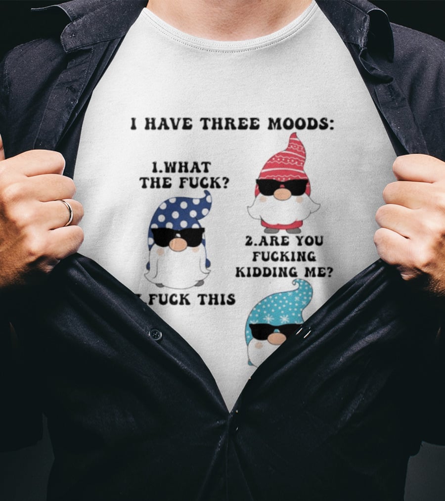 I Have Three Moods What The Fuck Are You Fucking Kidding Me Fuck This Gnome T-Shirt