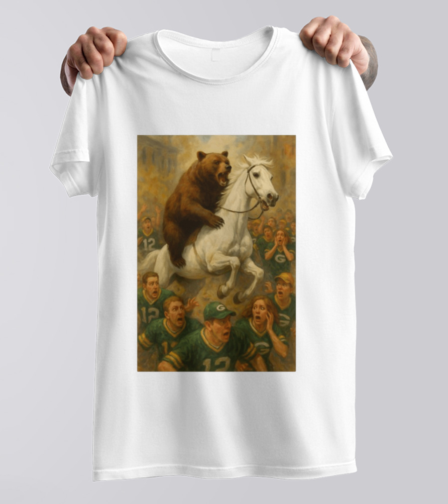 Bear Riding Horse Surprising Green Bay Packers Fans NFL Humor T-Shirt