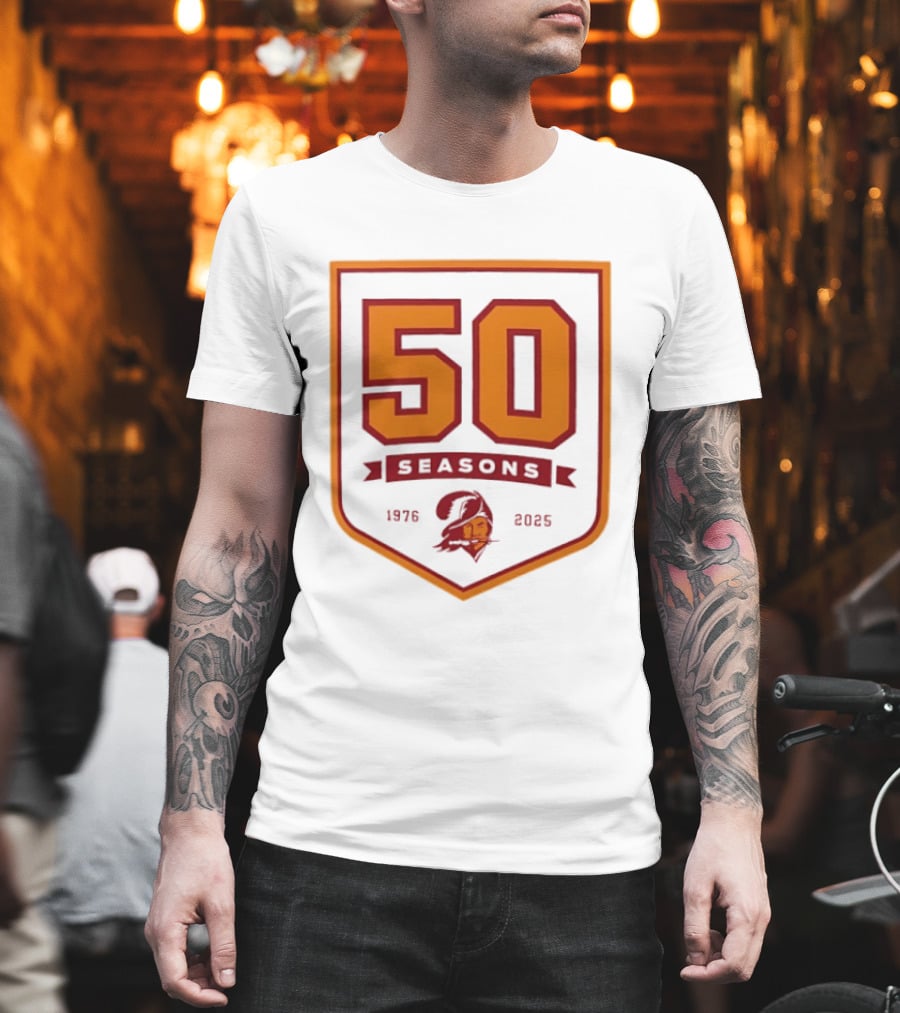 Bucky Irving 7 Tampa Bay Buccaneers 50 Seasons 1976 2025 T-Shirt