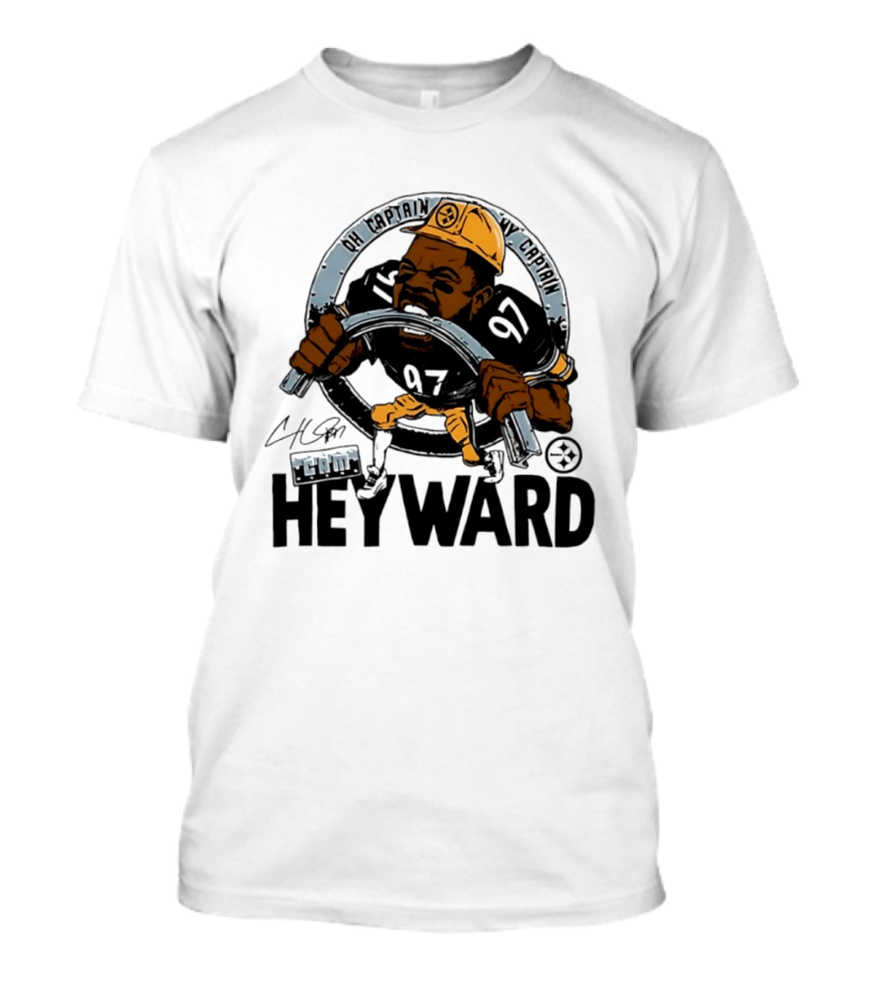Pittsburgh Steelers Captain Cam Heyward Caricature NFL Number 97 T-Shirt