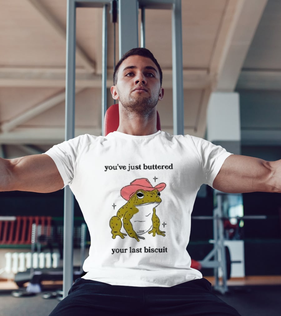 Cowboy Frog You've Just Buttered Your Last Biscuit Pink Hat T-Shirt