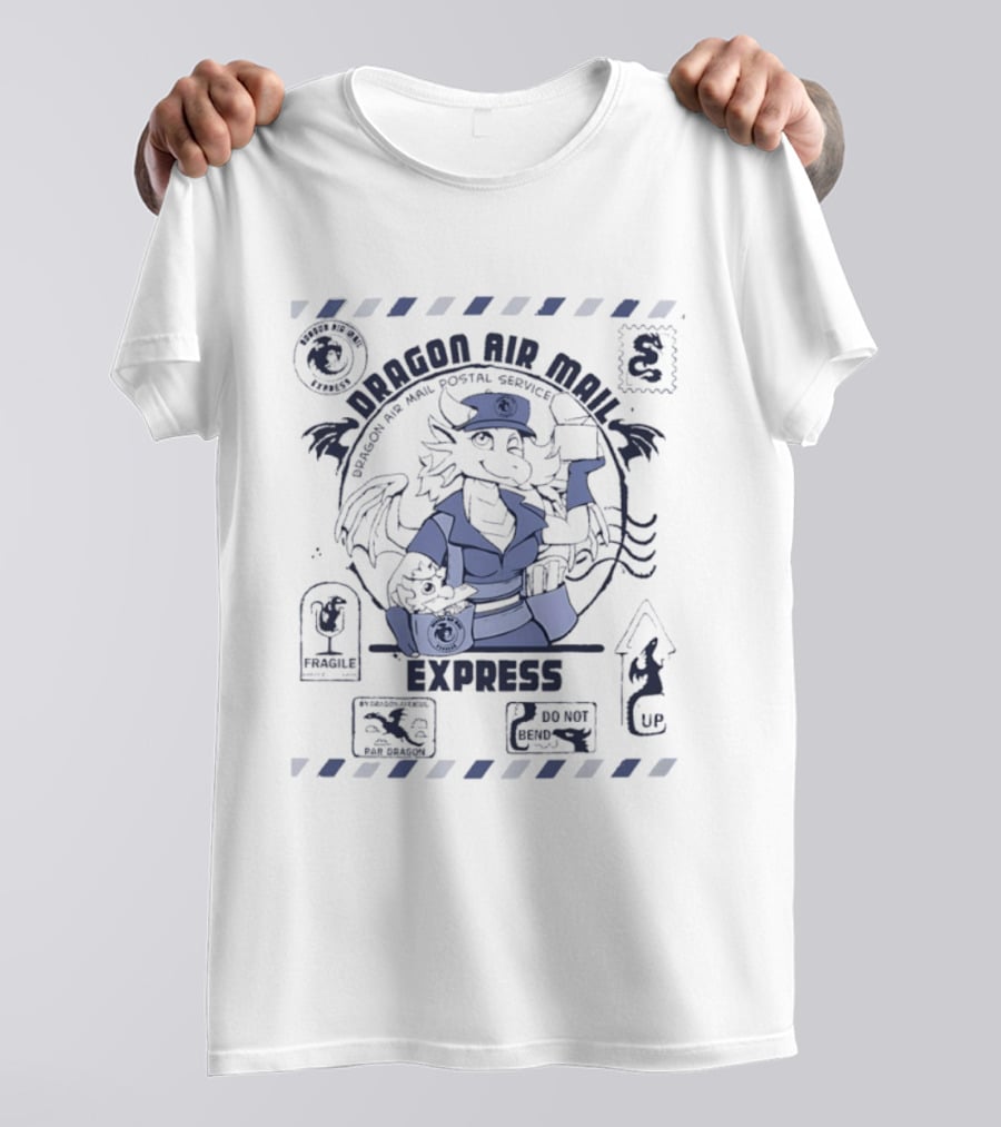 Dragon Air Mail Postal Service Express Stamp Winged Courier T-Shirt