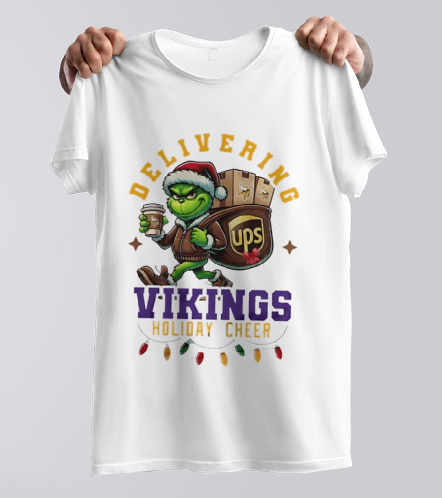 Delivering Vikings Holiday Cheer Grinch UPS Christmas T-Shirt