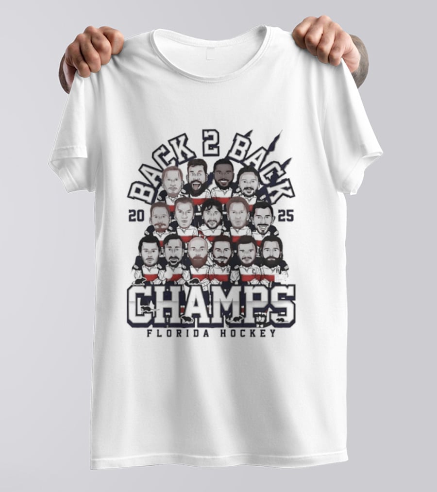 Florida Panthers Back 2 Back Champs 2025 Hockey T-Shirt
