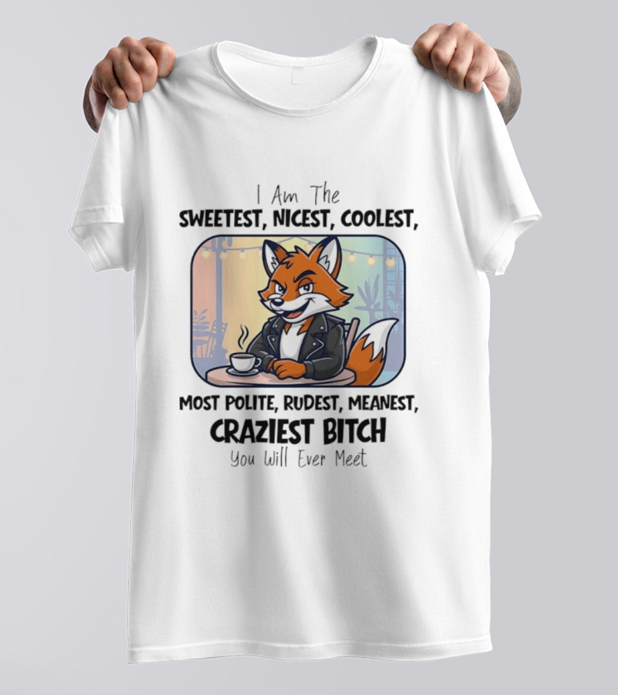 I Am The Sweetest Nicest Coolest Most Polite Rudest Meanest Craziest Bitch You Will Ever Meet Fox Coffee T-Shirt