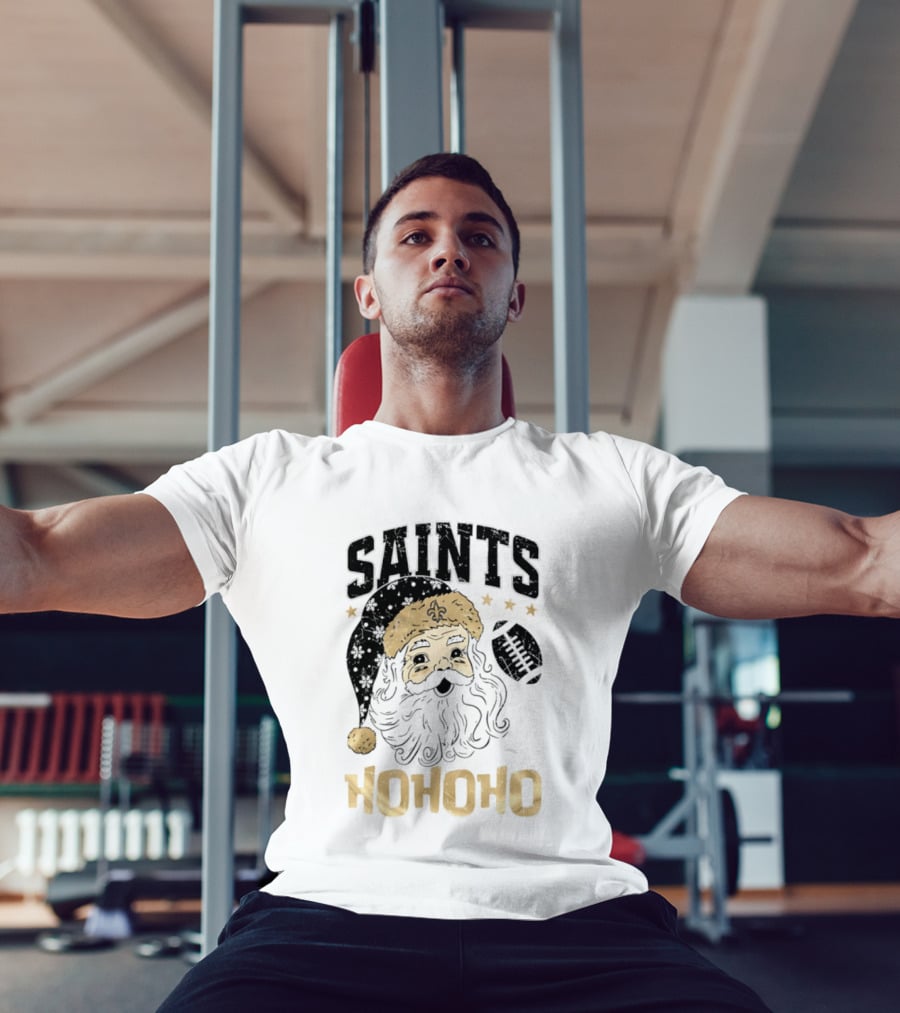 New Orleans Saints Santa Claus Ho Ho Ho Merry Christmas Football T-Shirt