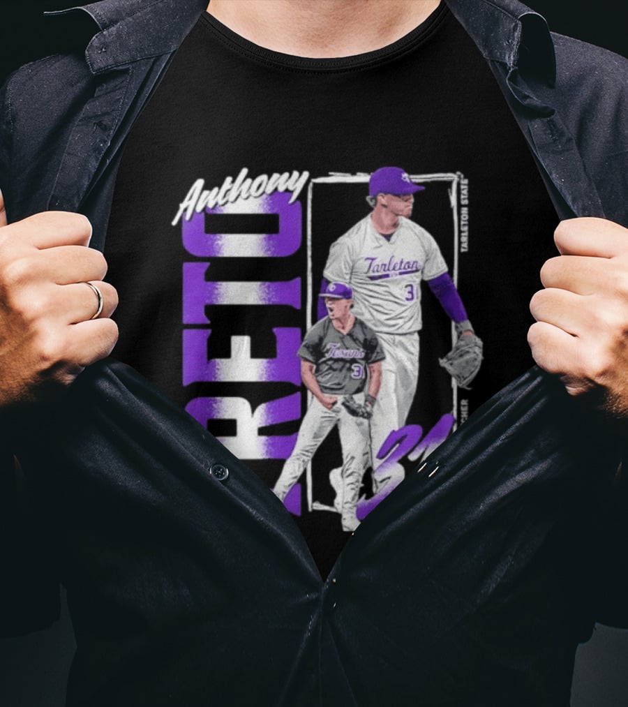 Anthony Treto 31 Tarleton State Baseball Pitcher T-Shirt