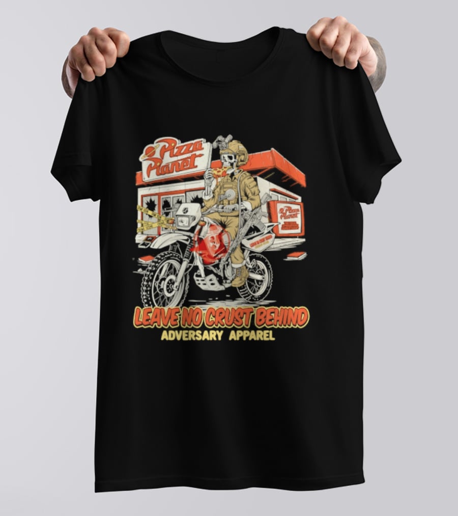 Pizza Planet Tactical Operations Department Funny Motorcycle Leave No Crust Behind T-Shirt