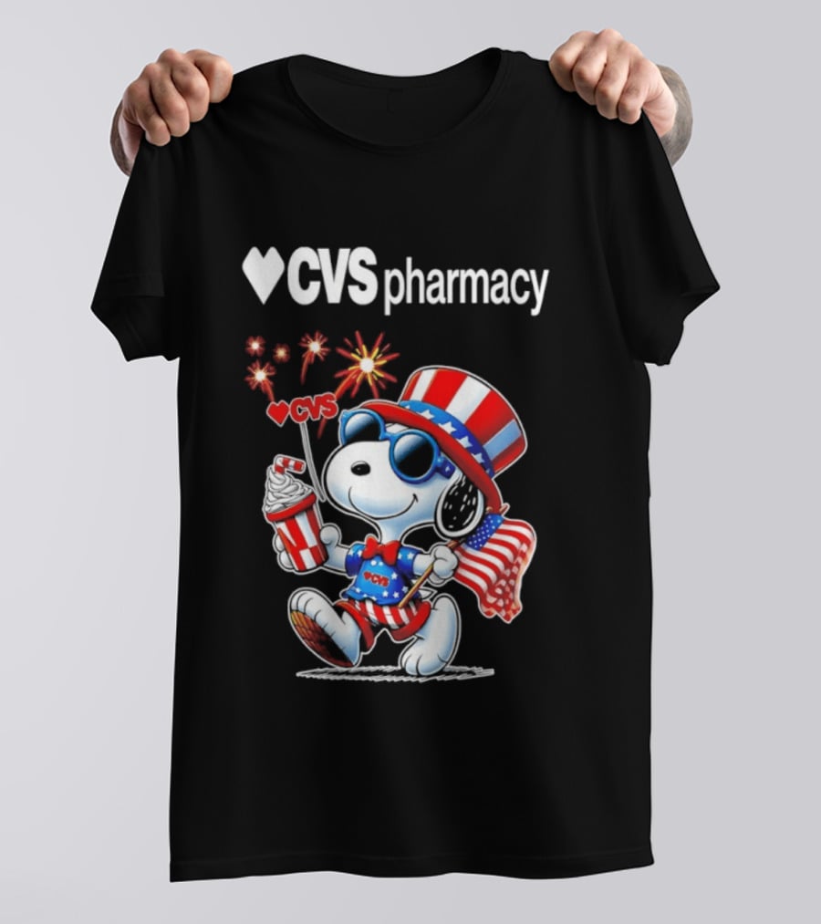Snoopy CVS Pharmacy America 1776 2026 250th Anniversary Celebration With Fireworks And Flag T-Shirt