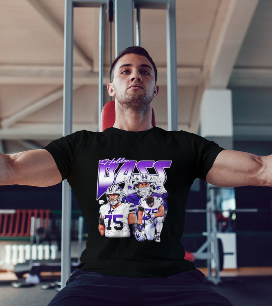 Holden Bass 75 Kansas State Wildcats NCAA Football Player T-Shirt