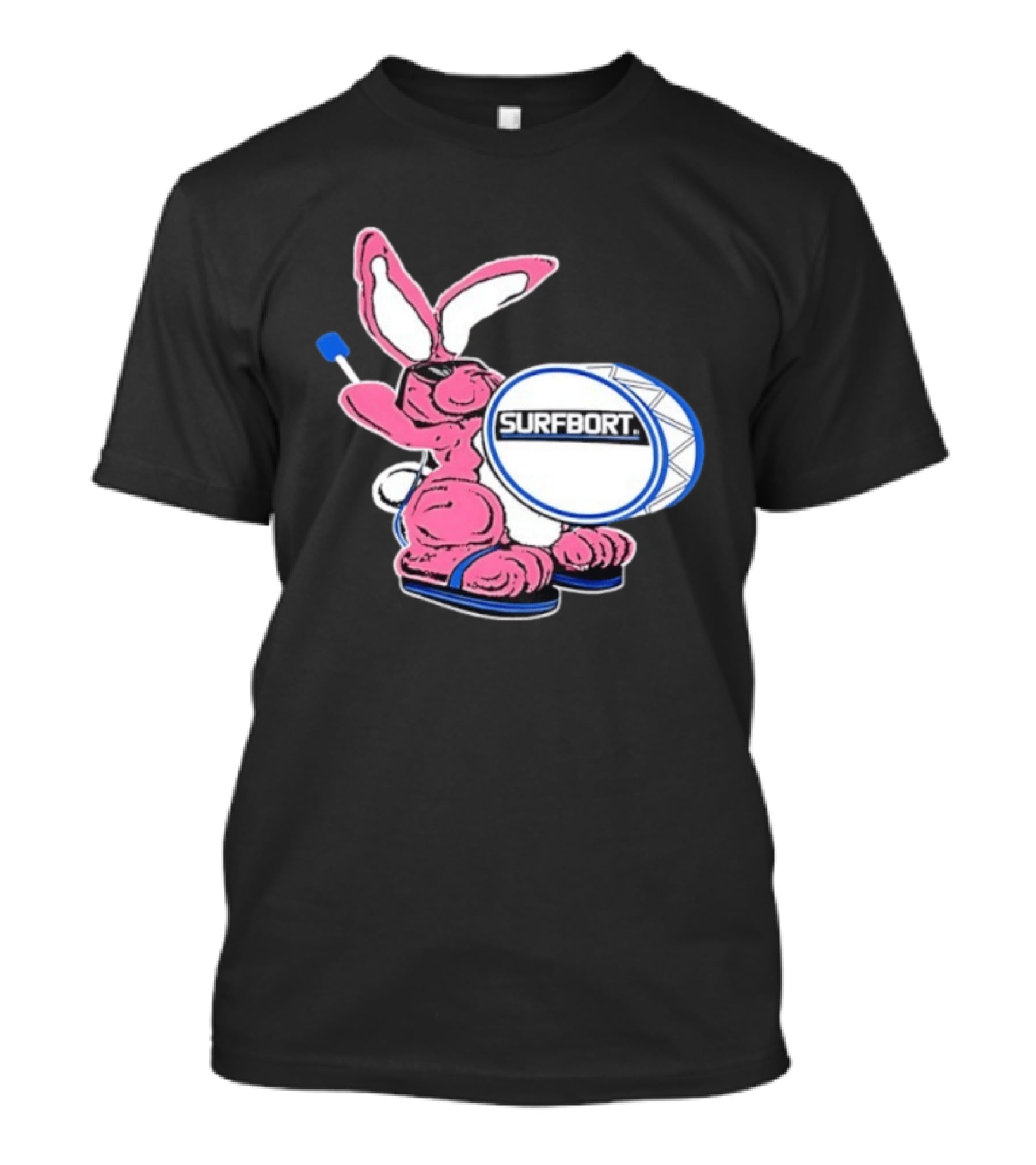 Surfbort Pink Bunny Drummer With Drumsticks And Bass Drum T-Shirt