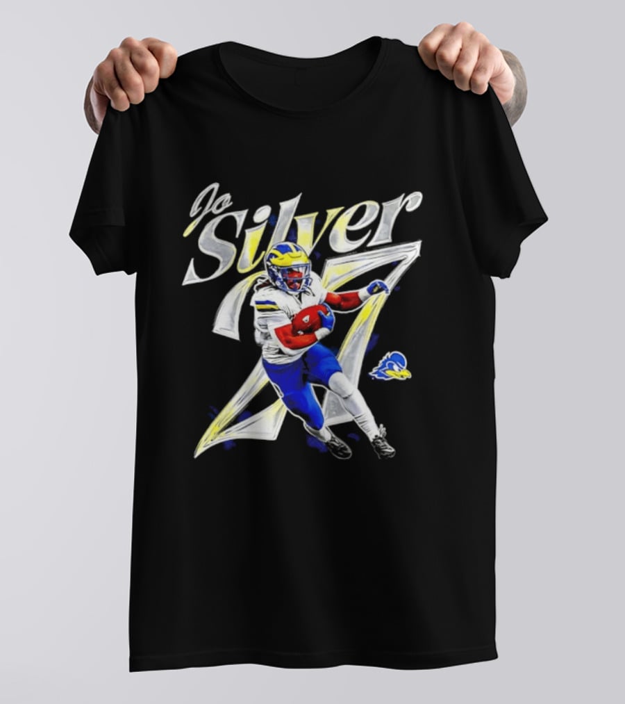 Jo Silver 27 Delaware Blue Hens Football Player NCAA T-Shirt