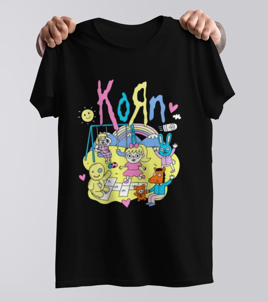 Korn Playground Cartoon Pastel Nu Metal Band T-Shirt