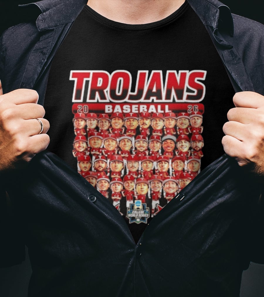 Trojans 2026 Baseball Team Caricatures NCAA College World Series T-Shirt