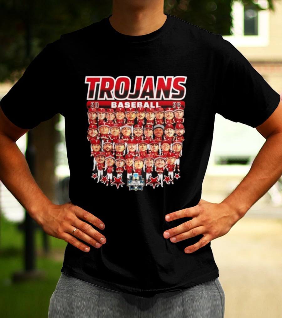 Trojans 2026 Baseball Team Caricatures NCAA College World Series T-Shirt