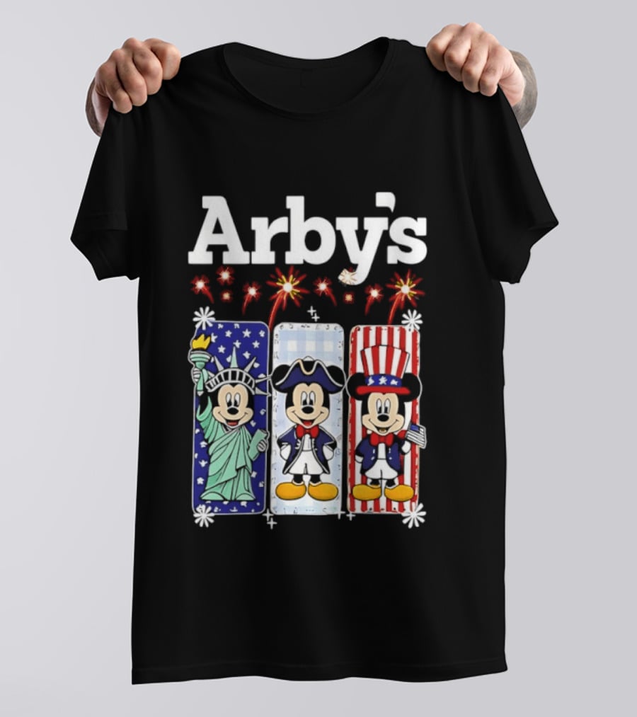 Arby's Mickey Mouse America 250th Anniversary Celebration With Statue Of Liberty And Uncle Sam Styles T-Shirt