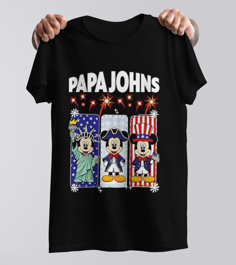 Papa Johns Mickey Mouse America 250th Anniversary Celebration T-Shirt