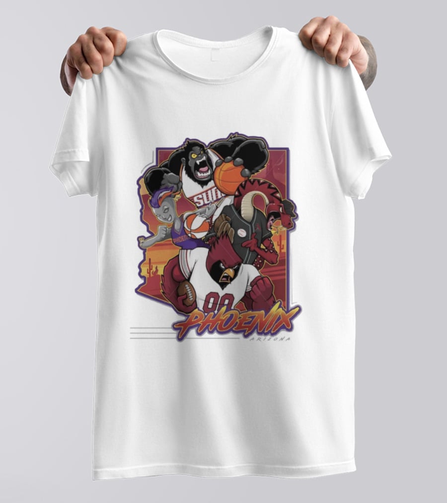 Phoenix Suns Gorilla Coyotes Snake Cardinals Bird Mascots Collage T-Shirt
