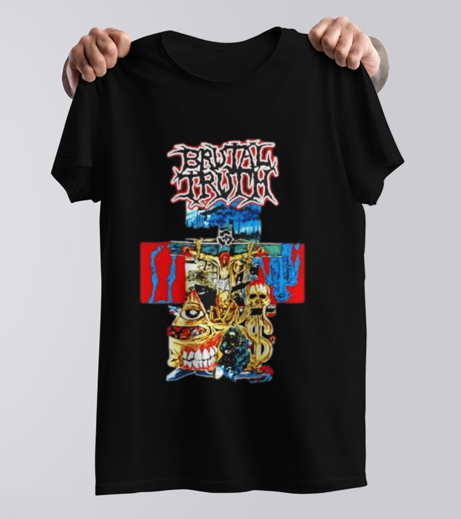 Brutal Truth Crucifix Skull Grindcore Band T-Shirt