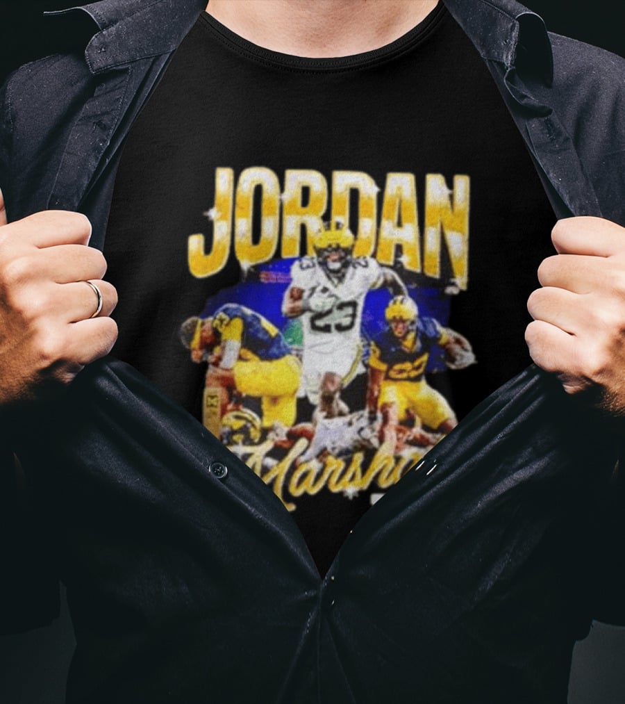Jordan Marshall Michigan Wolverines 23 Football Collage T-Shirt