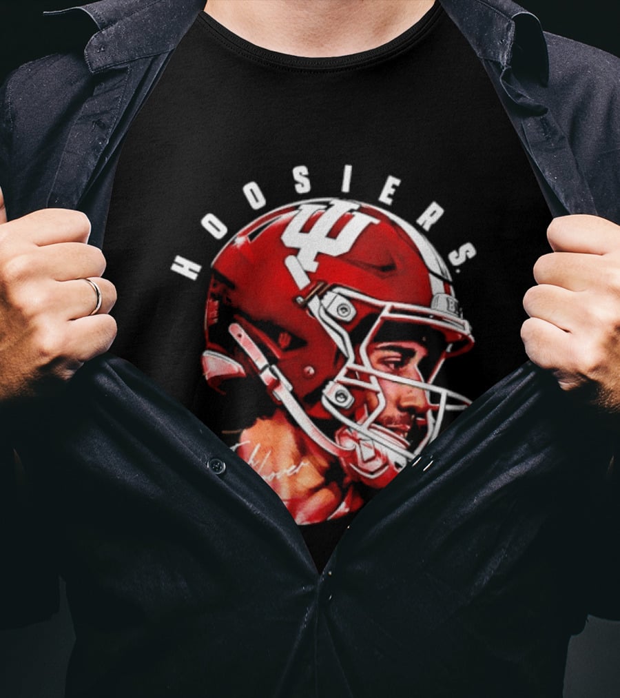 Josh Hoover 10 Indiana Hoosiers Football Helmet And Signature T-Shirt