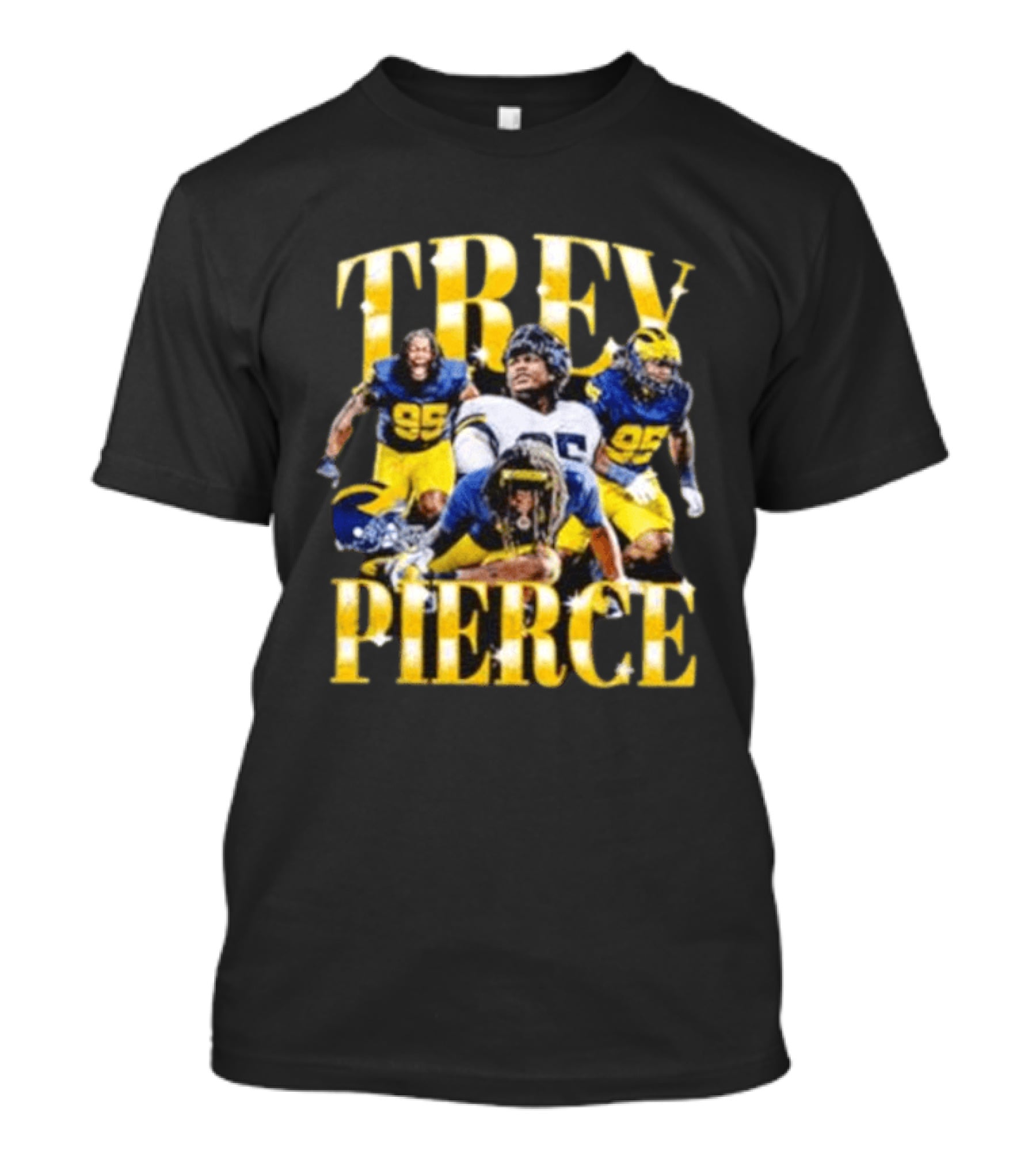 Trey Pierce Michigan Wolverines No 95 Football Collage T-Shirt