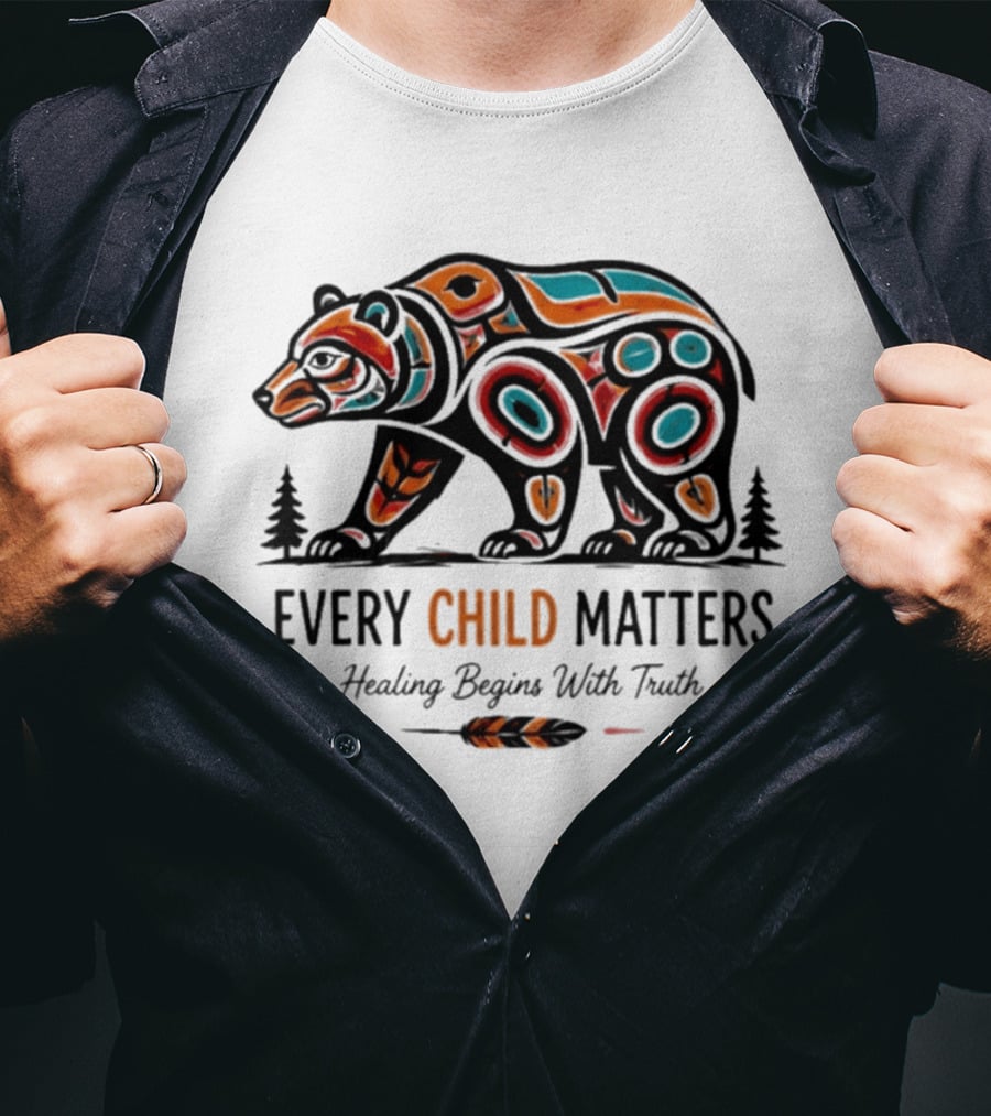 Every Child Matters Bear Healing Begins With Truth Indigenous T-Shirt
