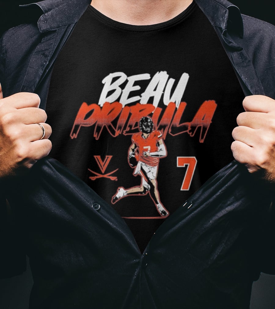 Beau Pribula 7 Virginia Cavaliers NCAA Football T-Shirt