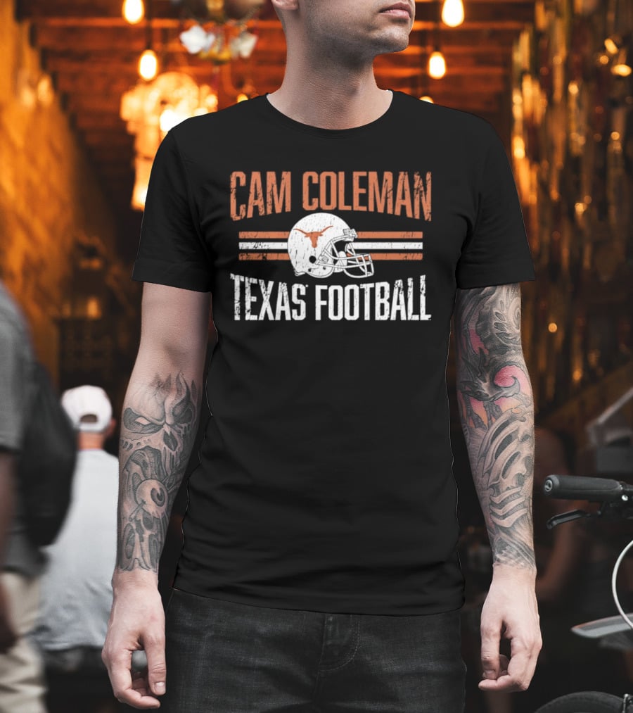 Cam Coleman Texas Longhorns NCAA Football Helmet Hero Texas Football T-Shirt