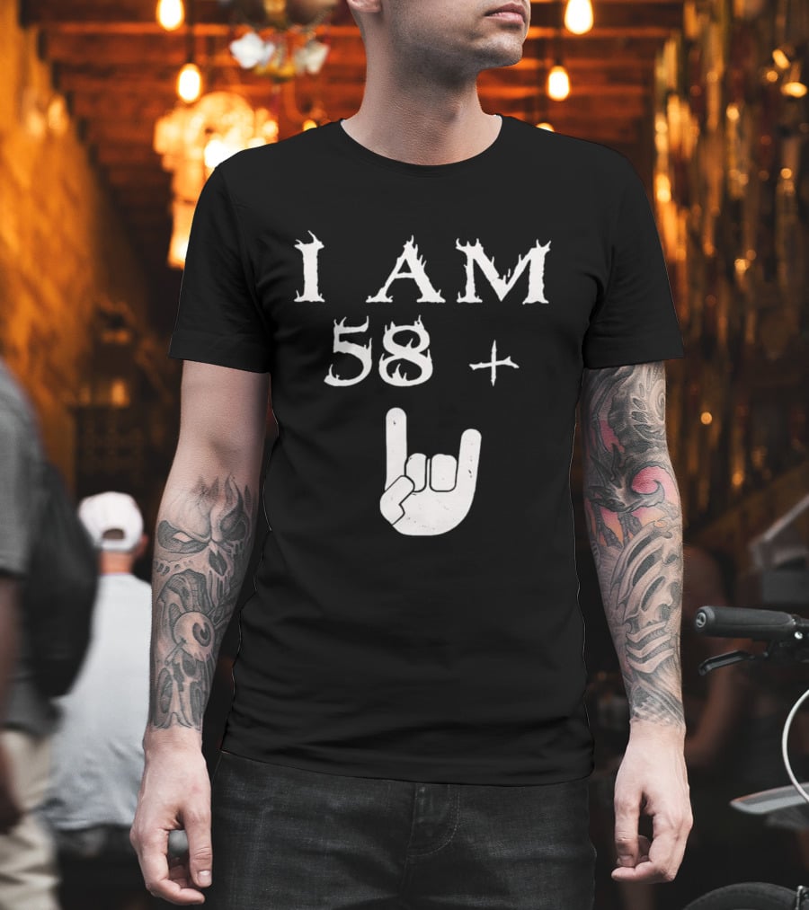 I Am 58 Plus Rock Hand Gesture T-Shirt