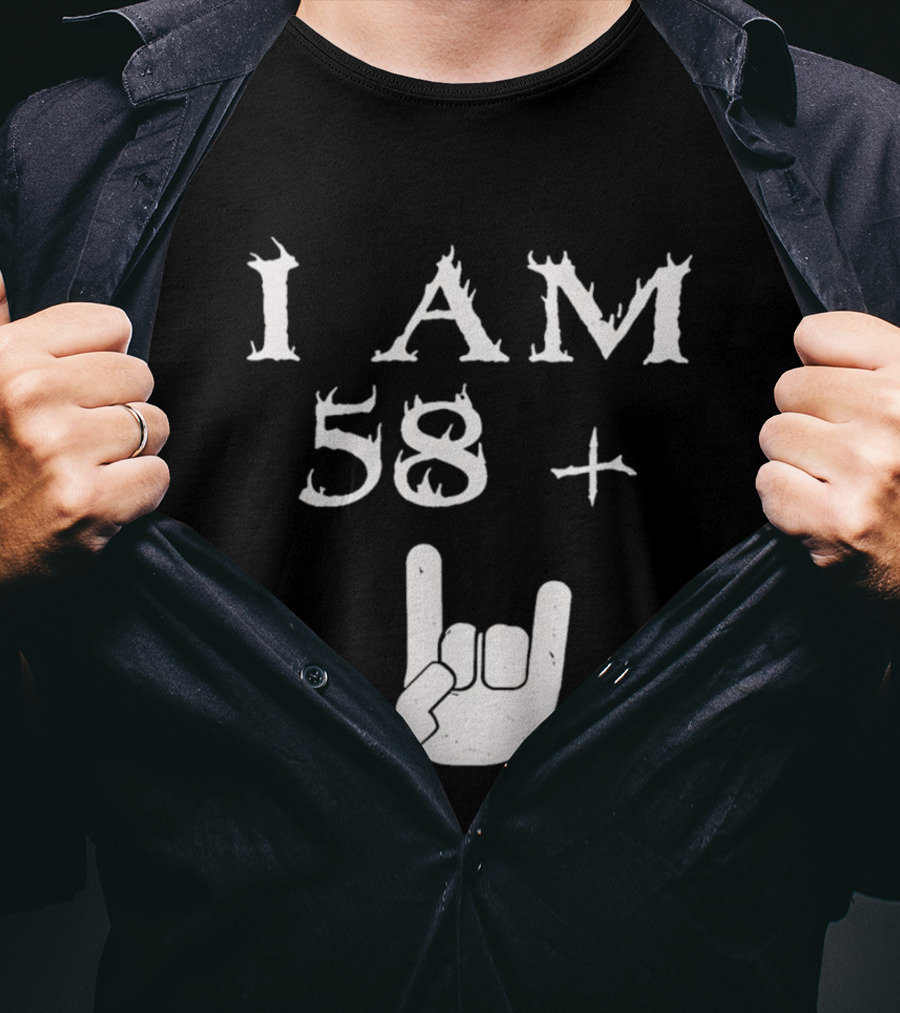 I Am 58 Plus Rock Hand Gesture T-Shirt