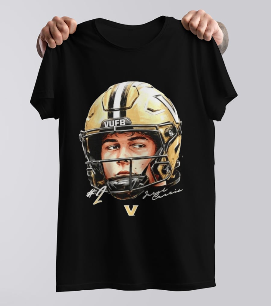 Jared Curtis 2 VUFB Vanderbilt Football Helmet T-Shirt