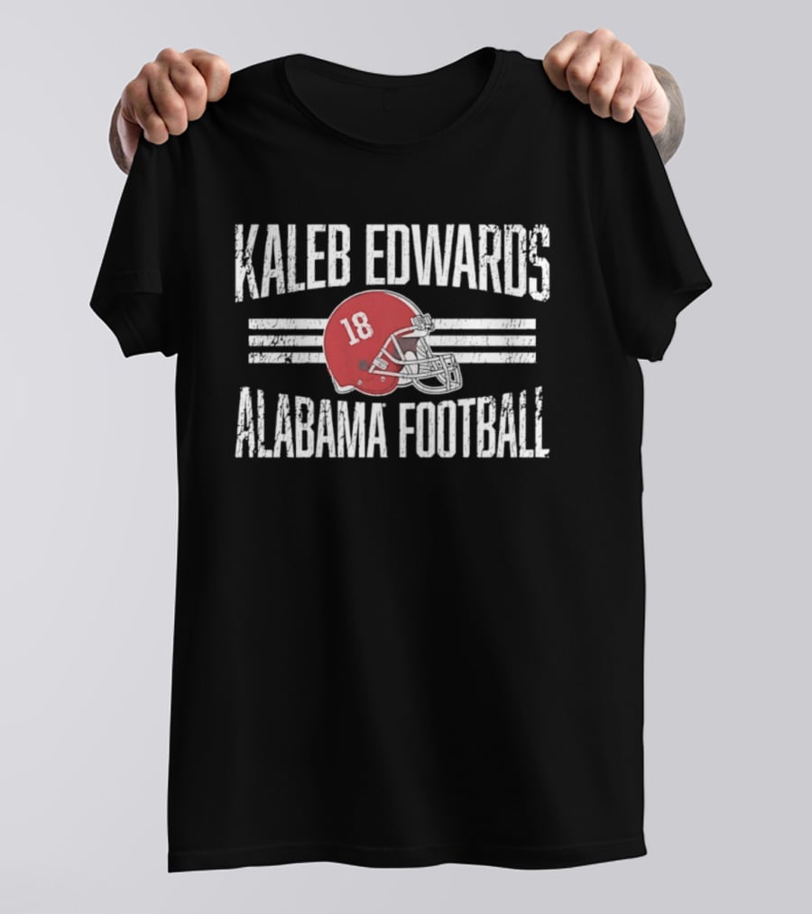 Kaleb Edwards 18 Alabama Football Helmet Hero T-Shirt