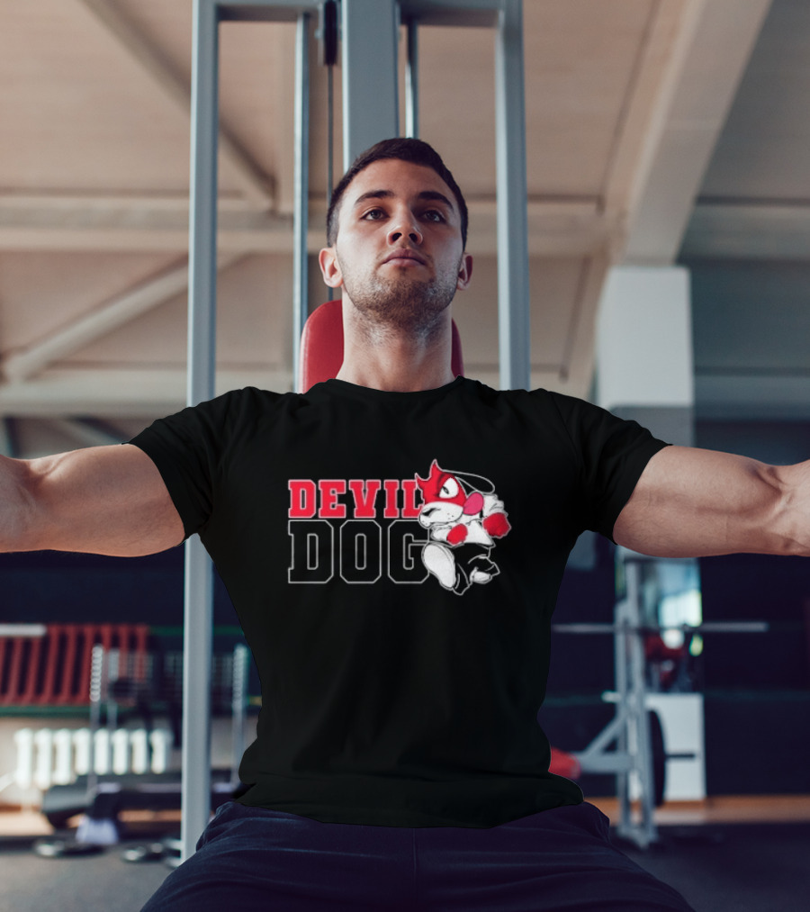 Devil Dog Cartoon Red And White T-Shirt
