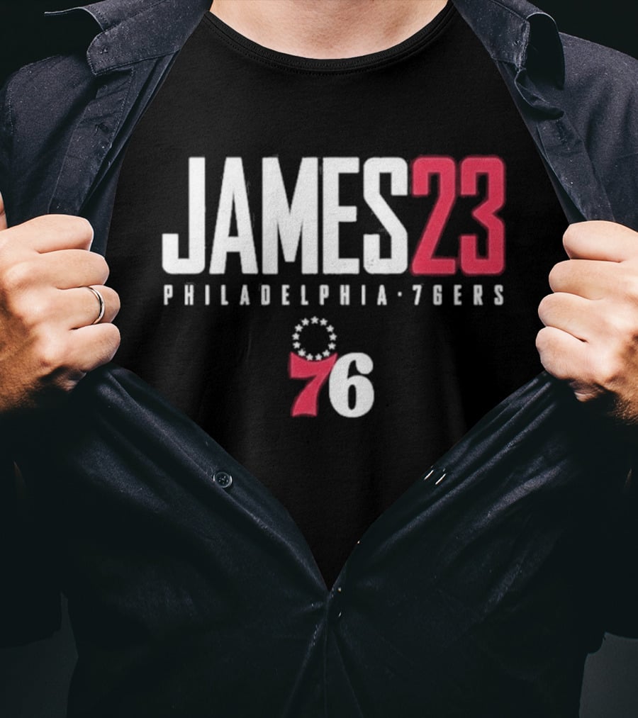 LeBron James 23 Philadelphia 76ers Distressed NBA Jersey T-Shirt