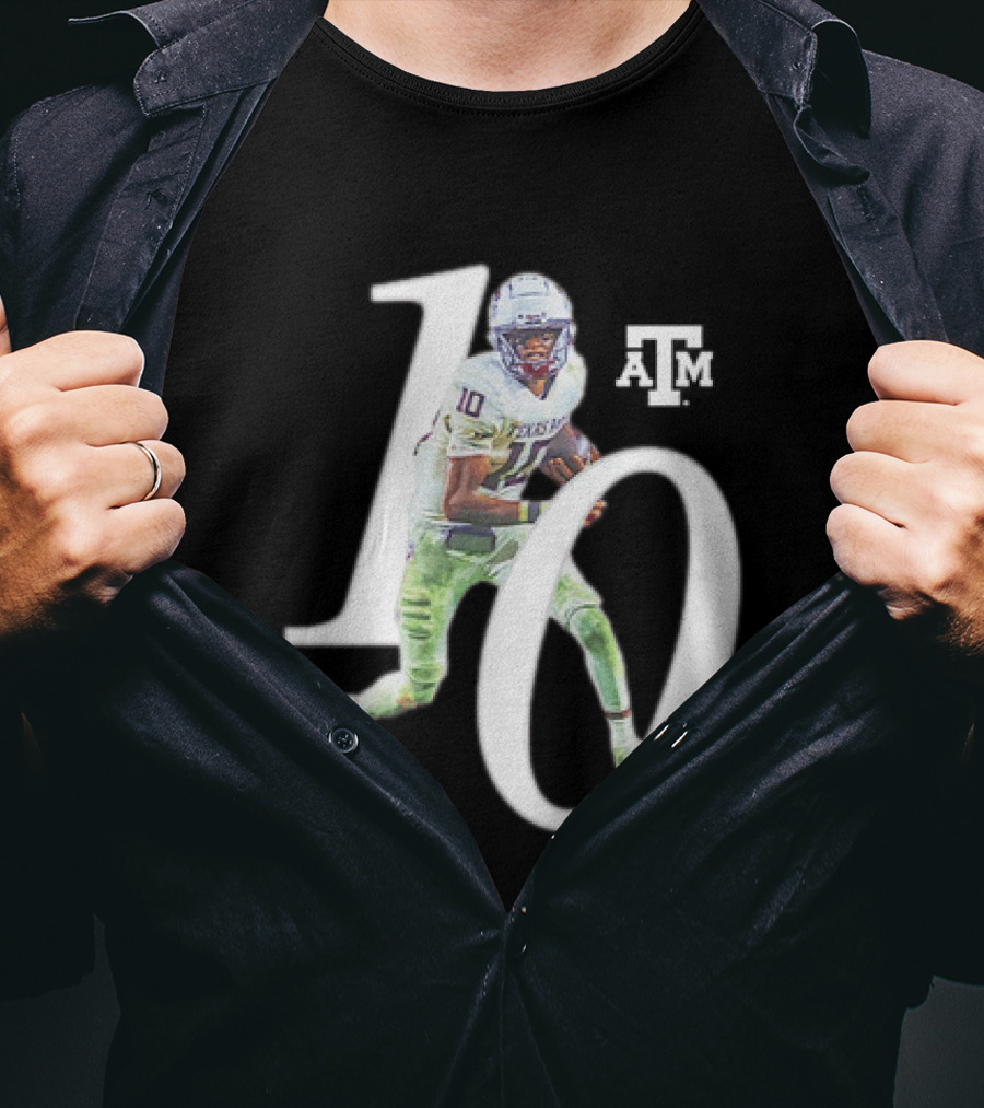 Texas A&M Aggies Marcel Reed 10 Football Player Action Pose T-Shirt